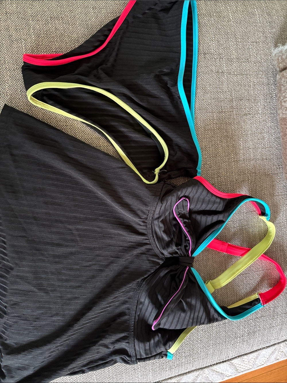Black Women's Swimdress with Neon Trim
